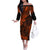 Hawaii King Kamehameha Off The Shoulder Long Sleeve Dress Polynesian Pattern Orange Version LT01 Women Orange - Polynesian Pride