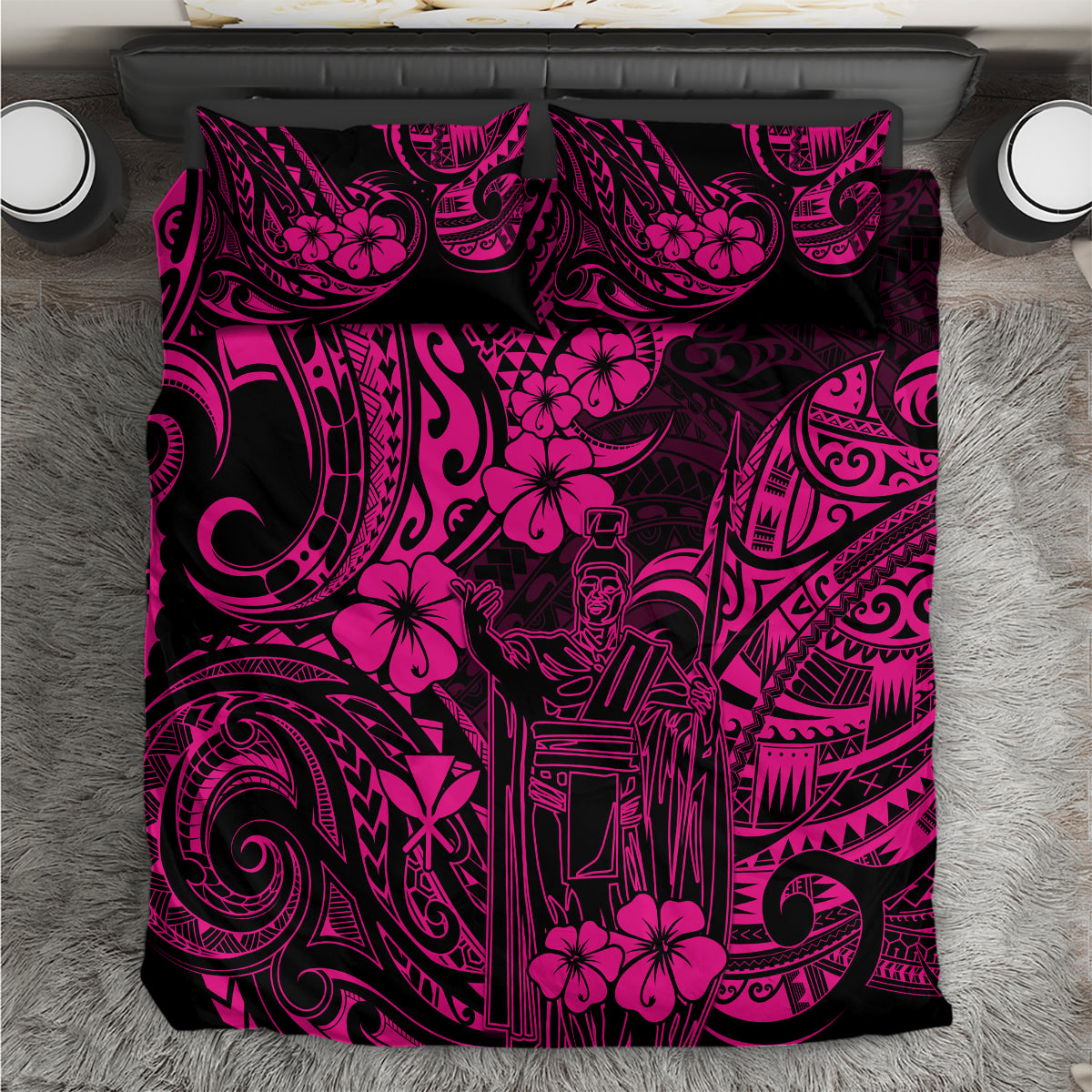 Hawaii King Kamehameha Bedding Set Polynesian Pattern Pink Version LT01 Pink - Polynesian Pride