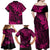 Hawaii King Kamehameha Family Matching Off Shoulder Maxi Dress and Hawaiian Shirt Polynesian Pattern Pink Version LT01 - Polynesian Pride