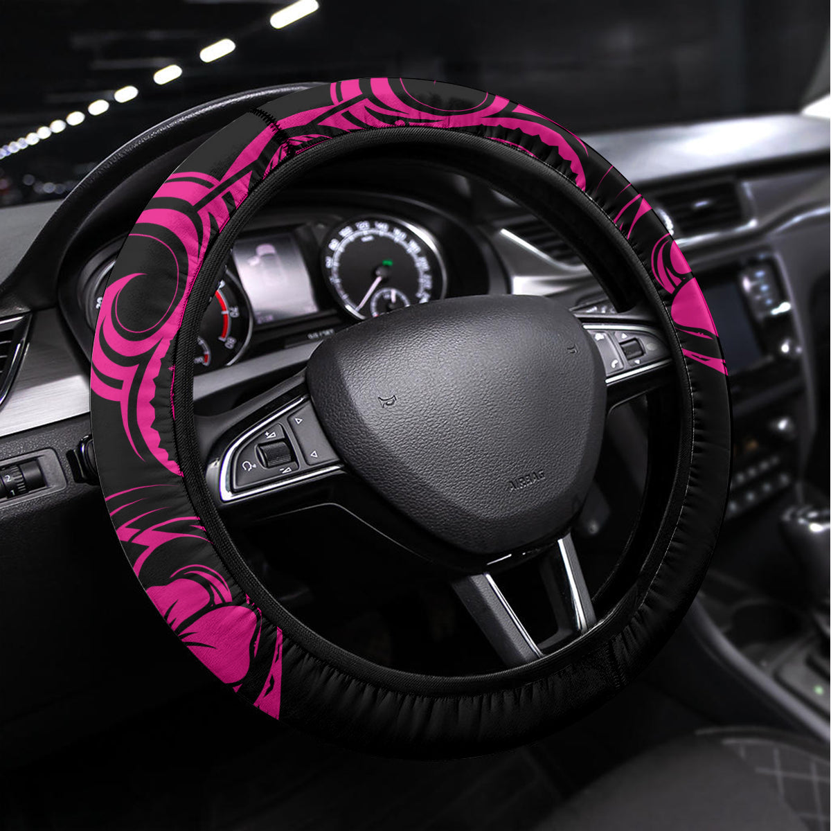 Hawaii King Kamehameha Steering Wheel Cover Polynesian Pattern Pink Version LT01 Universal Fit Pink - Polynesian Pride
