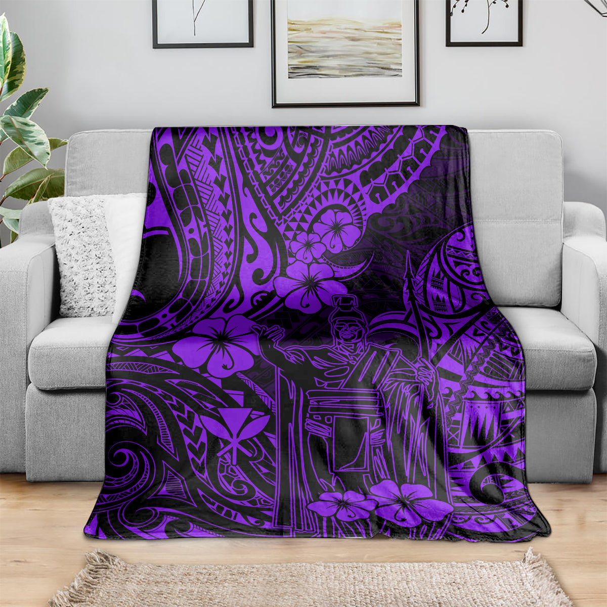 Hawaii King Kamehameha Blanket Polynesian Pattern Purple Version LT01 - Polynesian Pride
