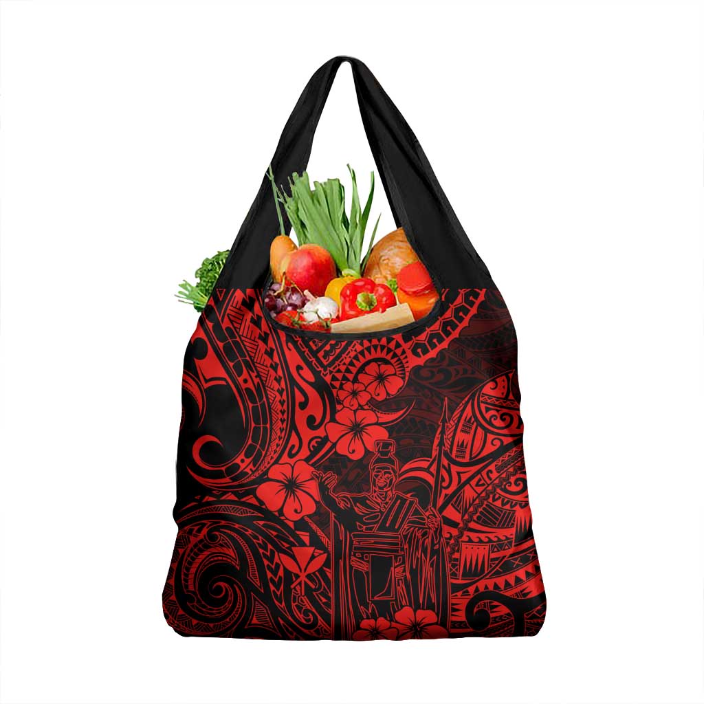 Hawaii King Kamehameha Grocery Bag Polynesian Pattern Red Version LT01 1-pack One Size Red - Polynesian Pride