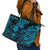 Hawaii King Kamehameha Leather Tote Bag Polynesian Pattern Sky Blue Version LT01 - Polynesian Pride