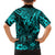 Hawaii King Kamehameha Family Matching Off Shoulder Long Sleeve Dress and Hawaiian Shirt Polynesian Pattern Turquoise Version LT01 - Polynesian Pride