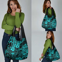 Hawaii King Kamehameha Grocery Bag Polynesian Pattern Turquoise Version LT01 - Polynesian Pride