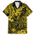 Hawaii King Kamehameha Family Matching Off Shoulder Long Sleeve Dress and Hawaiian Shirt Polynesian Pattern Yellow Version LT01 Dad's Shirt - Short Sleeve Yellow - Polynesian Pride