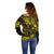 Hawaii King Kamehameha Off Shoulder Sweater Polynesian Pattern Yellow Version LT01 - Polynesian Pride