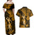 Hawaii Hula Girl Couples Matching Off Shoulder Maxi Dress and Hawaiian Shirt Polynesian Pattern Gold Version LT01 - Polynesian Pride