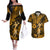 Hawaii Hula Girl Couples Matching Off The Shoulder Long Sleeve Dress and Hawaiian Shirt Polynesian Pattern Gold Version LT01 Gold - Polynesian Pride