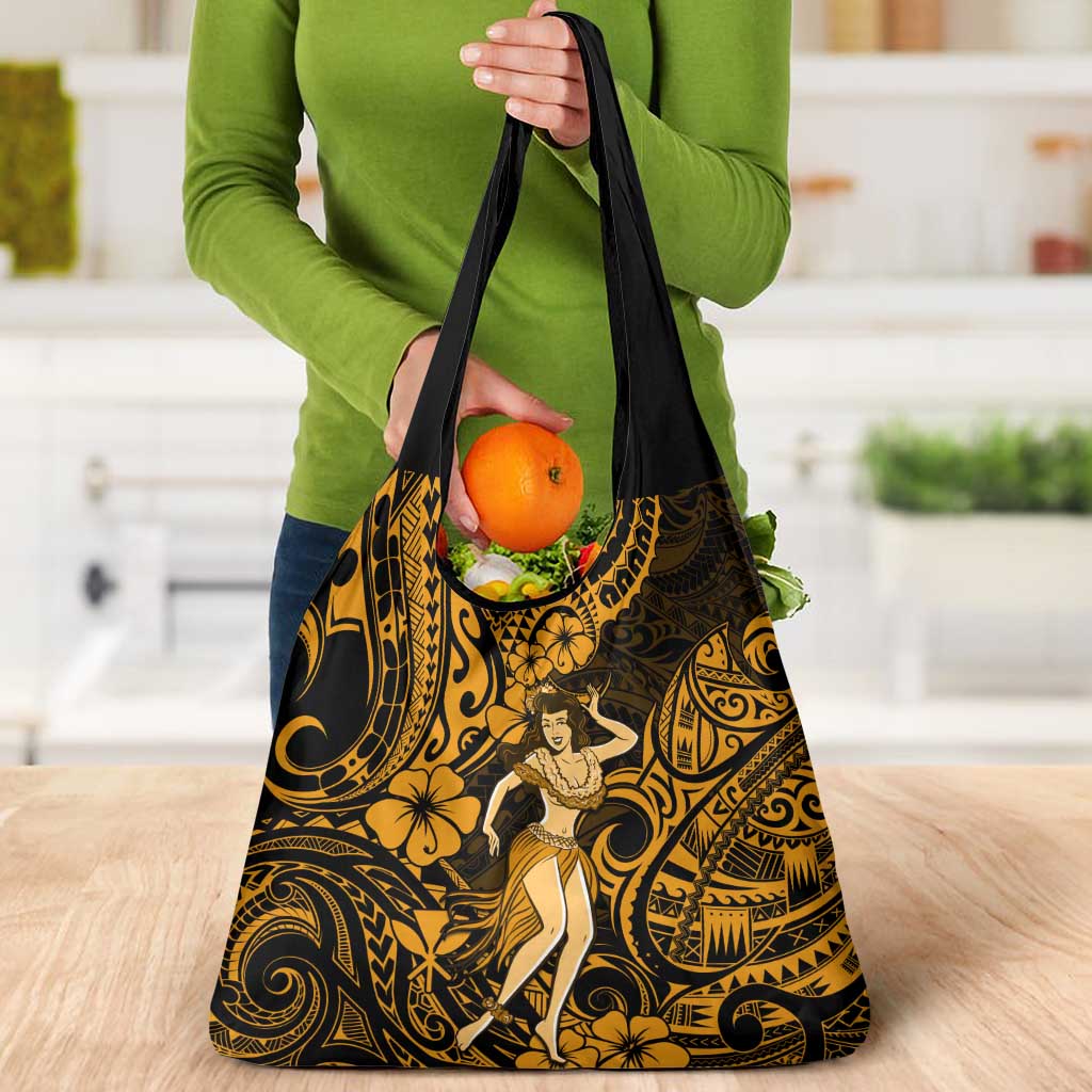 Hawaii Hula Girl Grocery Bag Polynesian Pattern Gold Version LT01 - Polynesian Pride