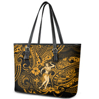 Hawaii Hula Girl Leather Tote Bag Polynesian Pattern Gold Version LT01 - Polynesian Pride