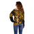 Hawaii Hula Girl Off Shoulder Sweater Polynesian Pattern Gold Version LT01 - Polynesian Pride