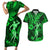 Hawaii Hula Girl Couples Matching Short Sleeve Bodycon Dress and Hawaiian Shirt Polynesian Pattern Green Version LT01 Green - Polynesian Pride