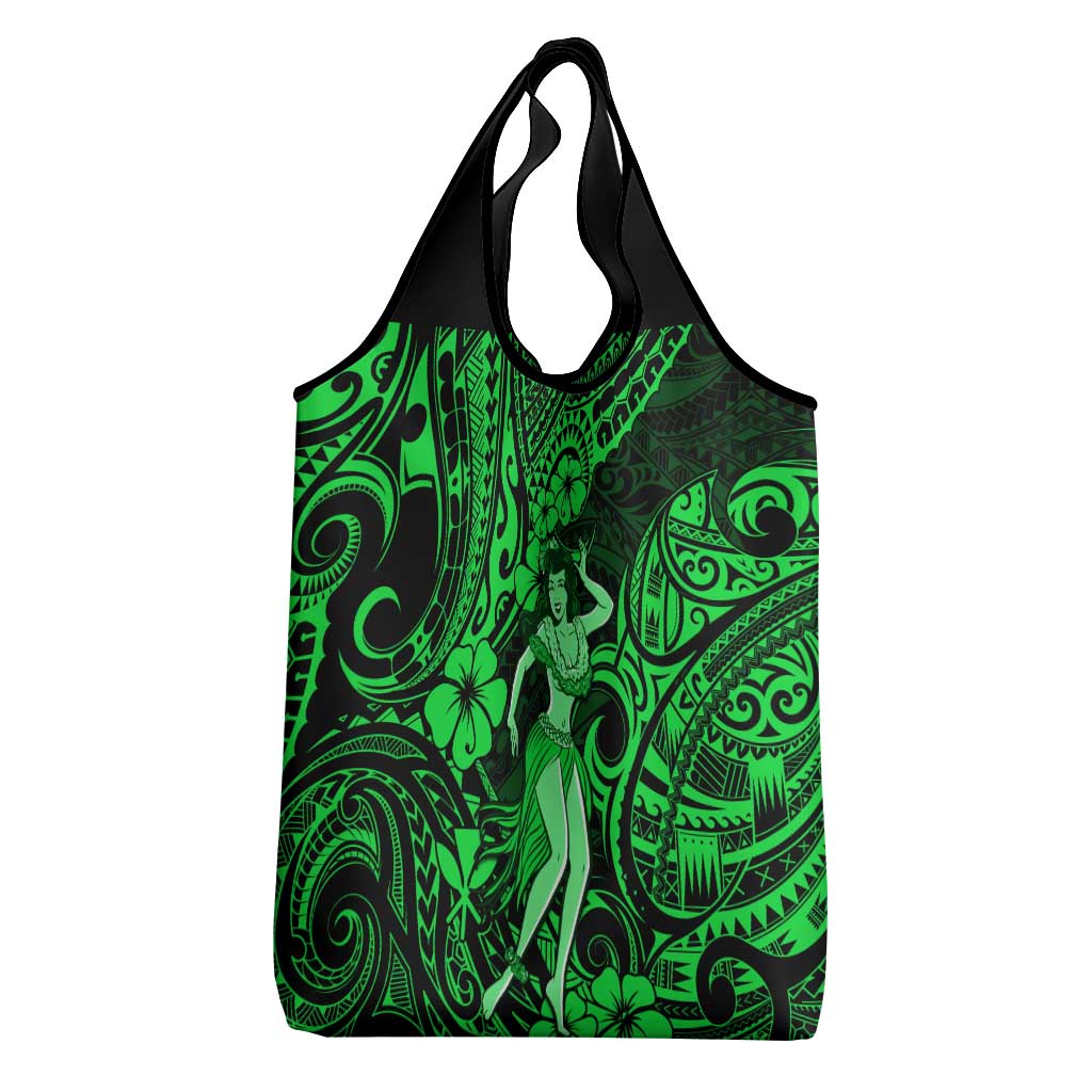 Hawaii Hula Girl Grocery Bag Polynesian Pattern Green Version LT01 - Polynesian Pride