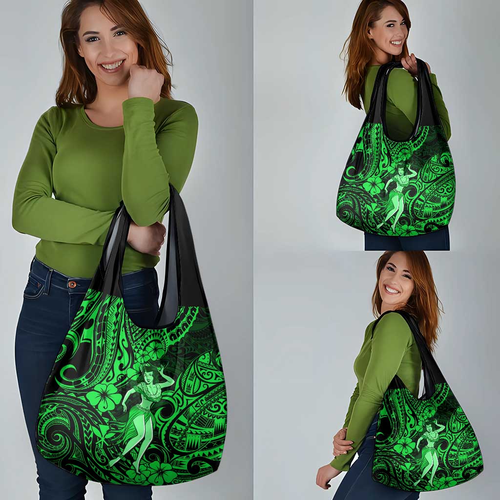 Hawaii Hula Girl Grocery Bag Polynesian Pattern Green Version LT01 - Polynesian Pride