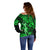 Hawaii Hula Girl Off Shoulder Sweater Polynesian Pattern Green Version LT01 - Polynesian Pride