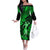 Hawaii Hula Girl Off The Shoulder Long Sleeve Dress Polynesian Pattern Green Version LT01 Women Green - Polynesian Pride