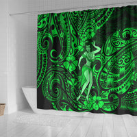 Hawaii Hula Girl Shower Curtain Polynesian Pattern Green Version LT01 - Polynesian Pride