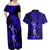 Hawaii Hula Girl Couples Matching Off Shoulder Maxi Dress and Hawaiian Shirt Polynesian Pattern Navy Blue Version LT01 - Polynesian Pride