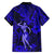 Hawaii Hula Girl Family Matching Off Shoulder Short Dress and Hawaiian Shirt Polynesian Pattern Navy Blue Version LT01 - Polynesian Pride