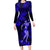 Hawaii Hula Girl Long Sleeve Bodycon Dress Polynesian Pattern Navy Blue Version LT01 Long Dress Blue - Polynesian Pride