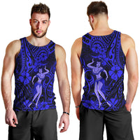 Hawaii Hula Girl Men Tank Top Polynesian Pattern Navy Blue Version LT01 - Polynesian Pride
