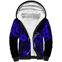 Hawaii Hula Girl Sherpa Hoodie Polynesian Pattern Navy Blue Version LT01 Unisex Blue - Polynesian Pride