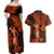 Hawaii Hula Girl Couples Matching Off Shoulder Maxi Dress and Hawaiian Shirt Polynesian Pattern Orange Version LT01 - Polynesian Pride