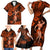 Hawaii Hula Girl Family Matching Short Sleeve Bodycon Dress and Hawaiian Shirt Polynesian Pattern Orange Version LT01 - Polynesian Pride