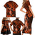 Hawaii Hula Girl Family Matching Short Sleeve Bodycon Dress and Hawaiian Shirt Polynesian Pattern Orange Version LT01 - Polynesian Pride