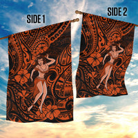 Hawaii Hula Girl Garden Flag Polynesian Pattern Orange Version LT01 - Polynesian Pride
