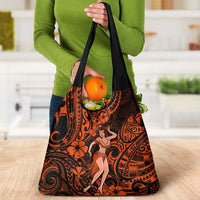 Hawaii Hula Girl Grocery Bag Polynesian Pattern Orange Version LT01 - Polynesian Pride
