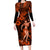 Hawaii Hula Girl Long Sleeve Bodycon Dress Polynesian Pattern Orange Version LT01 Long Dress Orange - Polynesian Pride