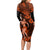 Hawaii Hula Girl Long Sleeve Bodycon Dress Polynesian Pattern Orange Version LT01 - Polynesian Pride