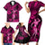 Hawaii Hula Girl Family Matching Short Sleeve Bodycon Dress and Hawaiian Shirt Polynesian Pattern Pink Version LT01 - Polynesian Pride