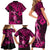 Hawaii Hula Girl Family Matching Short Sleeve Bodycon Dress and Hawaiian Shirt Polynesian Pattern Pink Version LT01 - Polynesian Pride