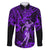 Hawaii Hula Girl Family Matching Long Sleeve Bodycon Dress and Hawaiian Shirt Hibiscus Hawaii Tribal Tattoo Purple Version LT01 Dad's Shirt - Long Sleeve Purple - Polynesian Pride