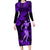 Hawaii Hula Girl Family Matching Long Sleeve Bodycon Dress and Hawaiian Shirt Hibiscus Hawaii Tribal Tattoo Purple Version LT01 Mom's Dress Purple - Polynesian Pride