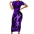 Hawaii Hula Girl Family Matching Short Sleeve Bodycon Dress and Hawaiian Shirt Hibiscus Hawaii Tribal Tattoo Purple Version LT01 Mom's Dress Purple - Polynesian Pride