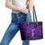 Hawaii Hula Girl Leather Tote Bag Hibiscus Hawaii Tribal Tattoo Purple Version LT01 - Polynesian Pride