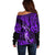 Hawaii Hula Girl Off Shoulder Sweater Hibiscus Hawaii Tribal Tattoo Purple Version LT01 - Polynesian Pride