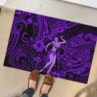 Hawaii Hula Girl Rubber Doormat Hibiscus Hawaii Tribal Tattoo Purple Version LT01 - Polynesian Pride