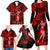 Hawaii Hula Girl Family Matching Long Sleeve Bodycon Dress and Hawaiian Shirt Hibiscus Hawaii Tribal Tattoo Red Version LT01 - Polynesian Pride