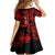 Hawaii Hula Girl Family Matching Off Shoulder Short Dress and Hawaiian Shirt Hibiscus Hawaii Tribal Tattoo Red Version LT01 - Polynesian Pride