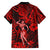 Hawaii Hula Girl Family Matching Puletasi Dress and Hawaiian Shirt Hibiscus Hawaii Tribal Tattoo Red Version LT01 - Polynesian Pride