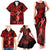 Hawaii Hula Girl Family Matching Tank Maxi Dress and Hawaiian Shirt Hibiscus Hawaii Tribal Tattoo Red Version LT01 - Polynesian Pride