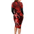 Hawaii Hula Girl Long Sleeve Bodycon Dress Hibiscus Hawaii Tribal Tattoo Red Version LT01 - Polynesian Pride