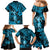 Hawaii Hula Girl Family Matching Mermaid Dress and Hawaiian Shirt Hibiscus Hawaii Tribal Tattoo Sky Blue Version LT01 - Polynesian Pride