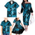 Hawaii Hula Girl Family Matching Off Shoulder Long Sleeve Dress and Hawaiian Shirt Hibiscus Hawaii Tribal Tattoo Sky Blue Version LT01 - Polynesian Pride