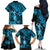 Hawaii Hula Girl Family Matching Off Shoulder Long Sleeve Dress and Hawaiian Shirt Hibiscus Hawaii Tribal Tattoo Sky Blue Version LT01 - Polynesian Pride